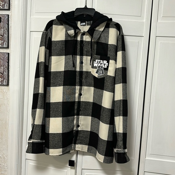Men’s XXL Star Wars Lucasfilm Ltd. Hoodie/jacket black/white plaid, Darth Vader - Picture 1 of 12